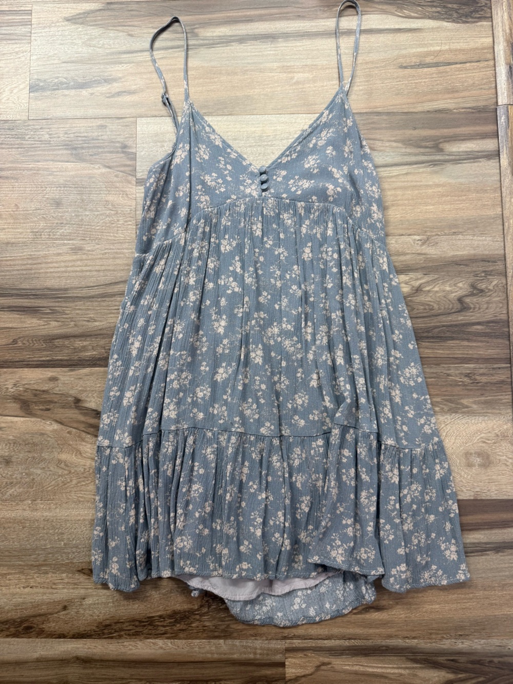 Dress Forum Blue Floral Tiered Spaghetti-Strap Mini Dress